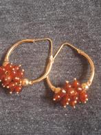 Goud op zilveren (vermeil) creolen met carneool, Sieraden, Tassen en Uiterlijk, Oorbellen, Ophalen of Verzenden, Zo goed als nieuw