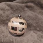 B832 oude kerstbal rond zilver wit 6,5 cm, Diversen, Kerst, Ophalen of Verzenden, Gebruikt