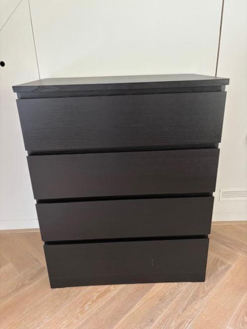 Ikea Malm ladenkast met 4 laden zwart, Huis en Inrichting, Kasten | Ladekasten, Zo goed als nieuw, Minder dan 100 cm, 50 tot 100 cm