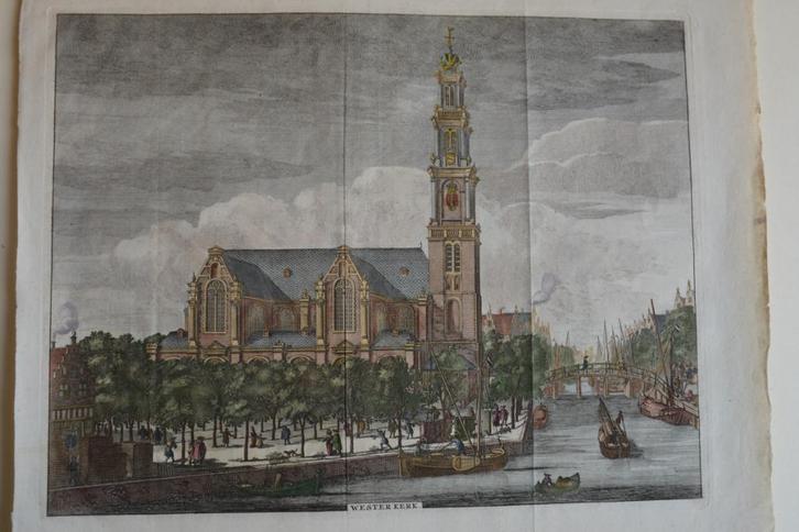 AMSTERDAM WESTERKERK en -KERK Gravure 1764 J. WAGENAAR E27, Antiek en Kunst, Kunst | Etsen en Gravures, Verzenden