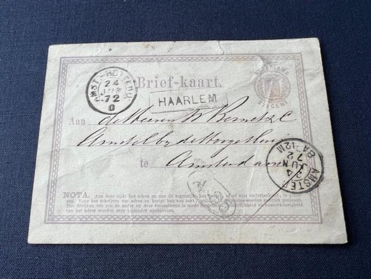 zeer oude Briefkaart uit 1872 !! mooie oude stempels, Postzegels en Munten, Brieven en Enveloppen | Nederland, Briefkaart, Verzenden