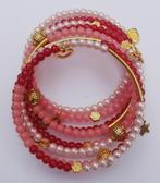 Handgemaakte roze/rode wire wrap armband (171), Overige materialen, Nieuw, Ophalen of Verzenden, Roze