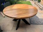 Massief ronde houten tafel, Huis en Inrichting, Tafels | Eettafels, Ophalen, Rond, Zo goed als nieuw, Vijf personen of meer