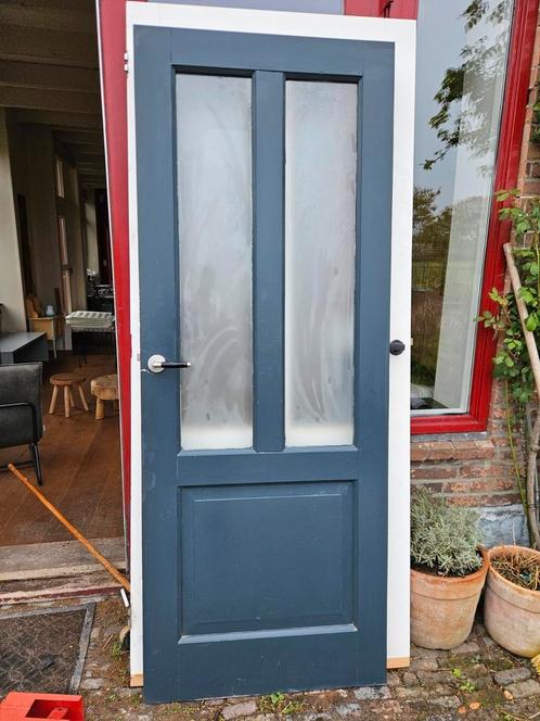 Binnendeur (Stomp / Mat glas/ Linksdraaiend / Massief), Doe-het-zelf en Verbouw, Deuren en Horren, Gebruikt, Binnendeur, 200 tot 215 cm