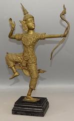 Oosters brons Rama beeld op houten sokkel Thailand, Antiek en Kunst, Ophalen of Verzenden