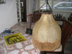 vintage smeedijzeren hanglamp varkens leer, Gebruikt, 50 tot 75 cm, Vintage, Ophalen of Verzenden
