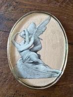 Vintage glazen ovaal met afbeelding, Overige materialen, Minder dan 50 cm, Gebruikt, Ophalen of Verzenden
