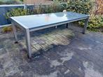 RVS tuintafel met granieten blad, Ophalen, Zo goed als nieuw, Rechthoekig, Rvs