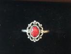 Vintage Echt Zilveren Lieveheersbeestje Ring Maat 17, Ophalen of Verzenden, Dame, Rood, Zilver