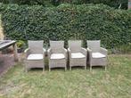 Tuinstoelen 4 stuks geplastificeerd riet, Ophalen, Gebruikt, Rotan