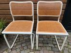 2 x Vintage buisframe stoel model Cesca wit met rotan, Huis en Inrichting, Stoelen, Ophalen, Gebruikt, Twee, Wit