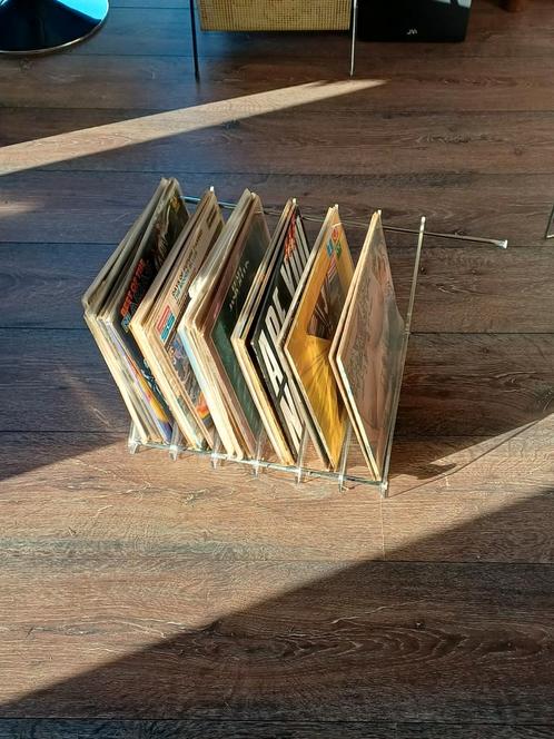 Vintage LP Rek - Chroom & Plastic Glas / 372, Huis en Inrichting, Woonaccessoires | Cd- en Dvd-rekken, Gebruikt, 75 tot 150 discs