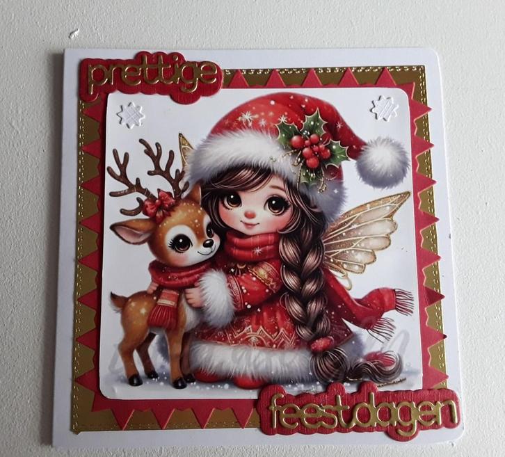 Zelfgemaakte kerstkaart met envelop, Hobby en Vrije tijd, Kaarten | Zelf maken, Nieuw, Knipvel, Kerst, Ophalen of Verzenden