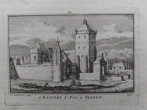 254 / Kasteel S. Pol Vianen Gravure A. Rademaker, Antiek en Kunst, Kunst | Etsen en Gravures, Ophalen of Verzenden