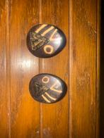 Vintage Houten Clip Oorbellen, Sieraden, Tassen en Uiterlijk, Oorbellen, Overige materialen, Gebruikt, Bruin, Ophalen of Verzenden