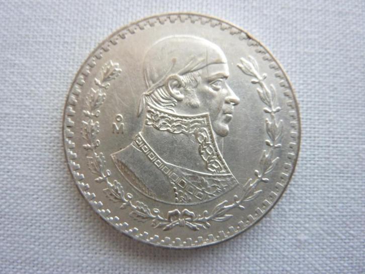 zilveren munt Mexico 1966 1 peso adelaar + Morelos vintage, Postzegels en Munten, Munten | Amerika, Losse munt, Midden-Amerika