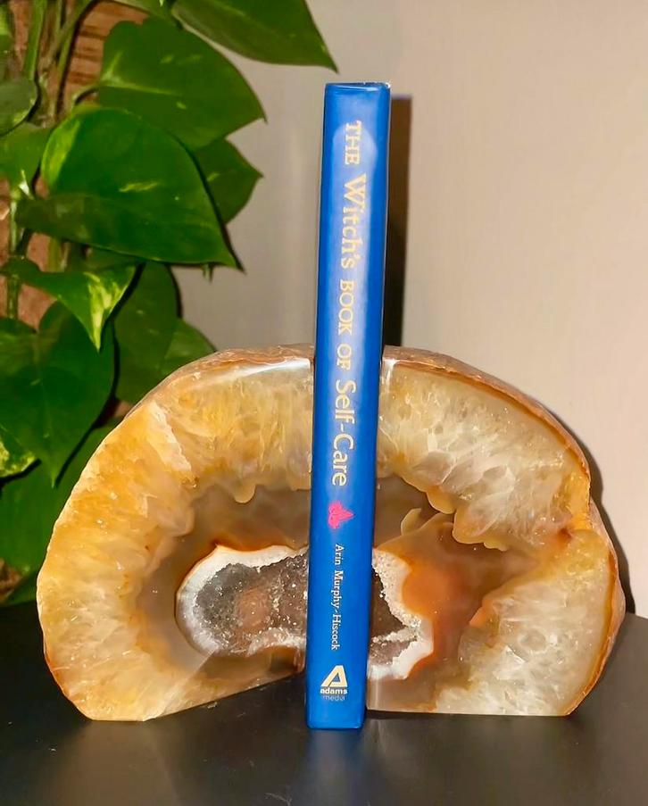 Agaat Boekensteunen met Druzy - 2,4kg+, Verzamelen, Mineralen en Fossielen, Mineraal, Ophalen of Verzenden