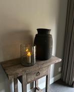 Mooie grote oude houten kruik te koop!, Huis en Inrichting, Tafels | Sidetables, Ophalen, Zo goed als nieuw, 25 tot 50 cm, Rond