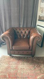 Chesterfield stoel fauteuil cognac bruin, vintage, Huis en Inrichting, Fauteuils, Ophalen, Zo goed als nieuw, 75 tot 100 cm