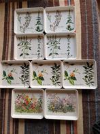 9 vintage mepal schaaltjes, bloemen en kruiden, Mebel Italy, Huis en Inrichting, Overige materialen, Gebruikt, Ophalen of Verzenden