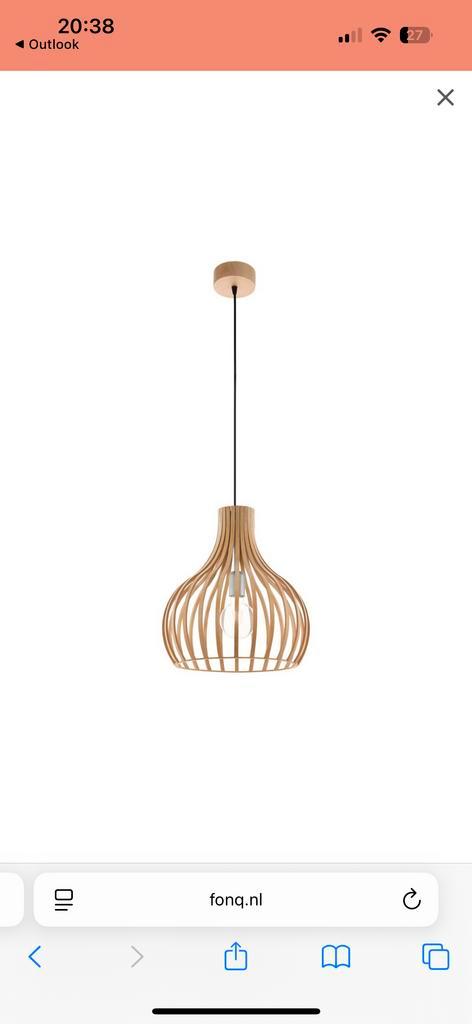 Houten Hanglamp EGLO Carnico, Huis en Inrichting, Lampen | Hanglampen, Zo goed als nieuw, 75 cm of meer, Hout, Ophalen