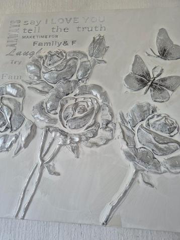 schilderij wit/grijs/zilver 58x58 beschikbaar voor biedingen