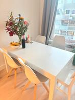 Uitschuif tafel + 4 stoelen, Huis en Inrichting, Tafels | Eettafels, Ophalen, Gebruikt, 50 tot 100 cm, 150 tot 200 cm