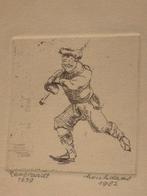 Rembrandt ets schaatsenrijder gesigneerd, Ophalen of Verzenden