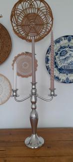 3 armige aluminium zilverkleurige tafel kandelaar, Huis en Inrichting, Woonaccessoires | Kandelaars en Kaarsen, Ophalen of Verzenden