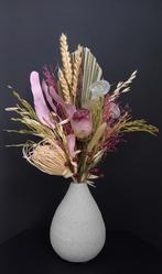 Droogbloemen gebonden boeket met creme beige vaas H 40 cm, Huis en Inrichting, Ophalen of Verzenden, Nieuw