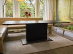 Strak vormgegeven eetkamertafel met kolomvoet 220 x 100 cm, Ophalen, Gebruikt, 100 tot 150 cm, Eikenhout