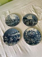 Delfts Blauw Jaargetijden Bordjes Handgeschilderd, Antiek en Kunst, Ophalen of Verzenden