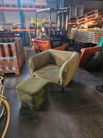 Groene fauteuil met voetenbank, Overige materialen, Gebruikt, Stoel, Loungeset