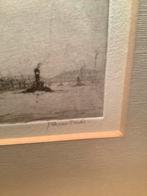 Oude Schepen op het Water - Ingelijste Ets Jan Sierks, Antiek en Kunst, Kunst | Etsen en Gravures, Ophalen of Verzenden