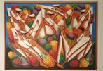 Kleurrijke Markt - Haiti, (door Casimir Carmelot, jaar 2000), Antiek en Kunst, Kunst | Schilderijen | Modern, Ophalen