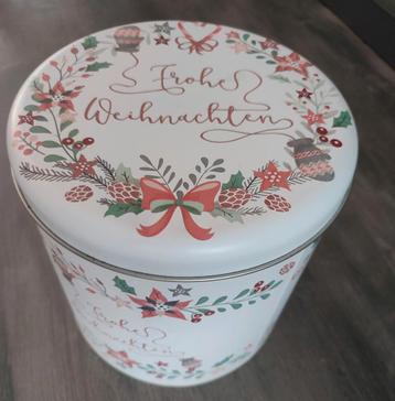 Wit Kerst Koekblik - koektrommel Vintage Stijl 20 x 20 cm beschikbaar voor biedingen