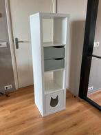 Kallax kast wit incl. 2 lades en kattenhuis, Ophalen, Gebruikt