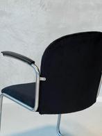 Gispen 413 eetkamerstoel vintage eettafelstoel zwart ribstof, Metaal, Gebruikt, Vintage, Ophalen of Verzenden