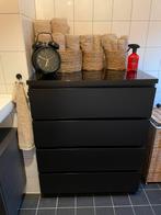 Ladekast Malm Ikea zwart met 4 lades inclusief glasplaat, Huis en Inrichting, Kasten | Ladekasten, Ophalen, 50 tot 100 cm, Zo goed als nieuw