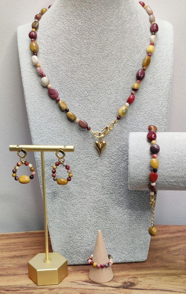 Handgemaakte sieraden natuursteen, Sieraden, Tassen en Uiterlijk, Kettingen, Nieuw, Steen of Mineraal, Goud, Verstelbaar, Ophalen of Verzenden