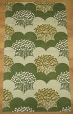 Vintage lap stof groen beige Zweeds design, Gebruikt, Ophalen of Verzenden, 30 tot 120 cm, Katoen