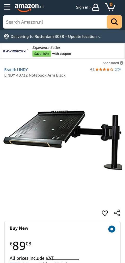 Lindy 40732 laptop-arm notebook-arm, Computers en Software, Laptopstandaarden, Zo goed als nieuw, Ophalen