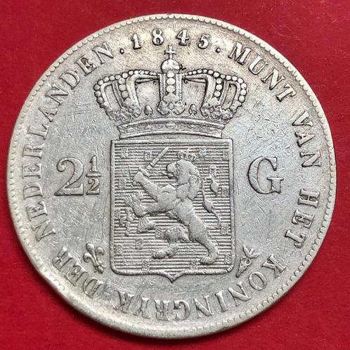 Rijksdaalder 1845b. Fr/Zfr, Postzegels en Munten, Munten | Nederland, Losse munt, 2½ gulden, Koning Willem II, Zilver, Ophalen of Verzenden