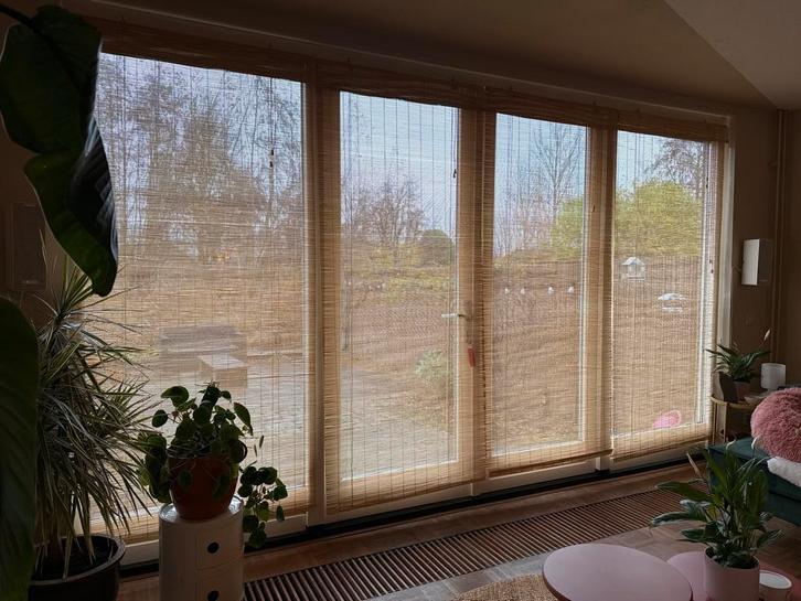 4x Karwei bamboe rolgordijnen 100x220 & 95x220, Huis en Inrichting, Stoffering | Gordijnen en Lamellen, Zo goed als nieuw, 200 cm of meer