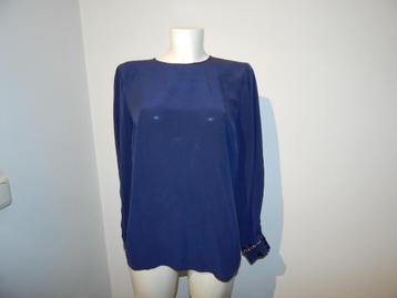 Elisabetta Franchi nacht blauwe zijde top ketting mouwI44 beschikbaar voor biedingen