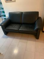 Zwarte leren bank, Ophalen, Gebruikt, 150 tot 200 cm, Tweepersoons