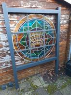 Oud glas in lood raam rond, Antiek en Kunst, Ophalen of Verzenden