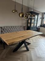 Massief Eiken Boomstamtafel - 220x100cm, 6cm dik, Huis en Inrichting, Tafels | Eettafels, Gebruikt, Eikenhout, 200 cm of meer