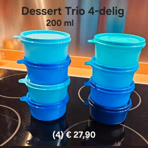 TUPPERWARE Dessert Trio-Quattro 200 ml (4) koelkast bewaren, Huis en Inrichting, Keuken | Tupperware, Nieuw, Blauw, Ophalen of Verzenden