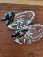 Pair of crystal and silver-plated duck salt cellars, Ophalen of Verzenden